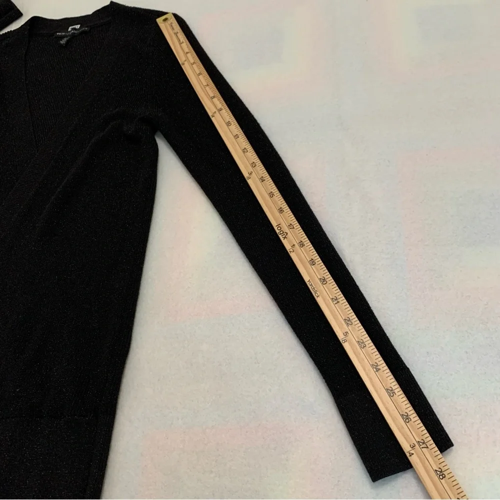 White House Black Market Women's Pullover Shimmer V-Neck Wrap Sweater Black‎ M